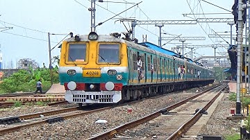 Bandel-Howrah Local loaded by most beautiful Seal Green Coaches skipping Mankundu Railway station 