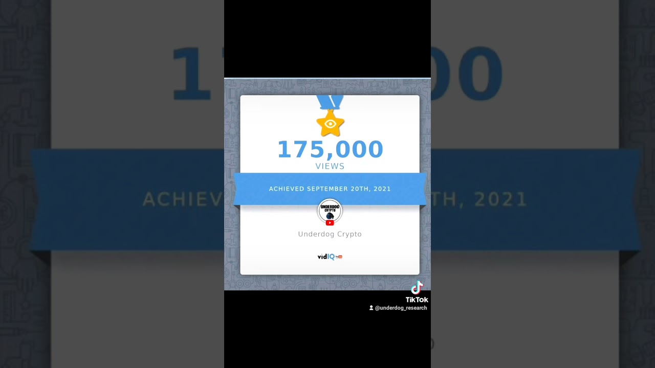Underdog Crypto: 175,000 Views Reached in 7 months. Thank you for your support of the channel