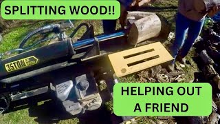 Splitting Wood w/ Brute 35 Ton Splitter &amp; Helping a Friend out in the process!!