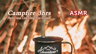 ASMR Flame and Crackling Sounds 3hrs + Timer●Campfire, Bonfire for Sleep, Studying and Relaxation