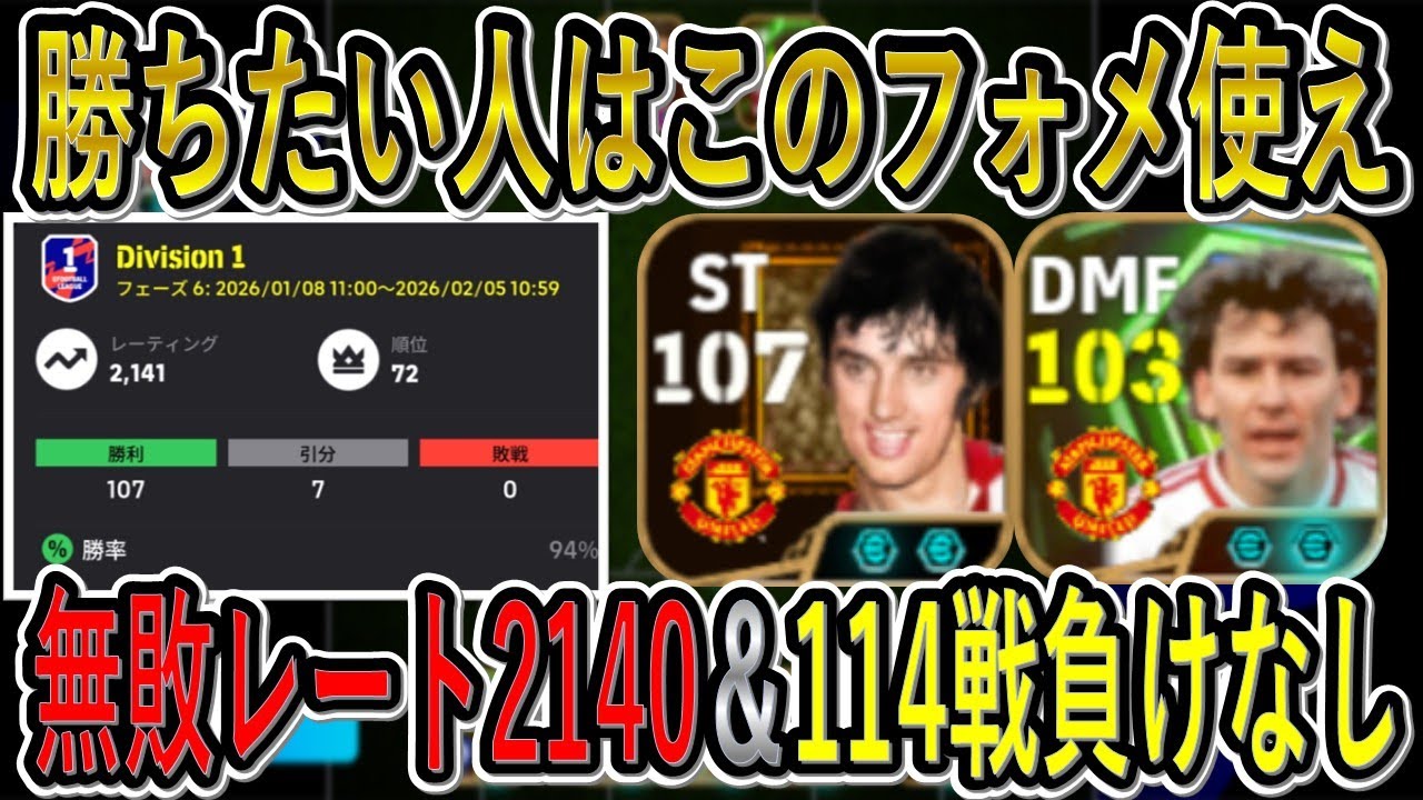 【完全無敵】無敗レート2140＆114戦負けなし中のフォーメーション！勝ちたい人はこのフォメを使ってください【eFootball2026/イーフト】