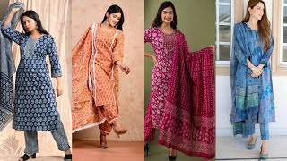 all new cotton lawn printed plazo pant suit designs for summer 2022 | narrow pant with long kurti screenshot 4