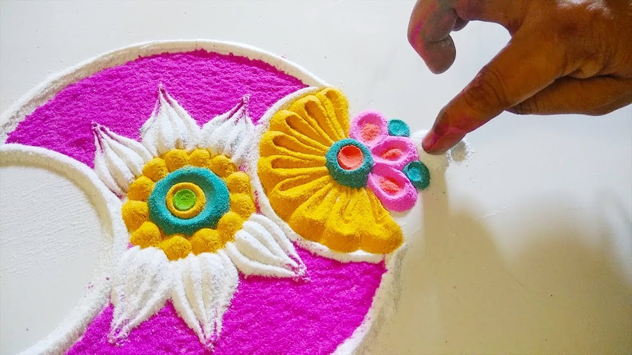 Innovative way of making Rangoli by Mom's Talent - YouTube