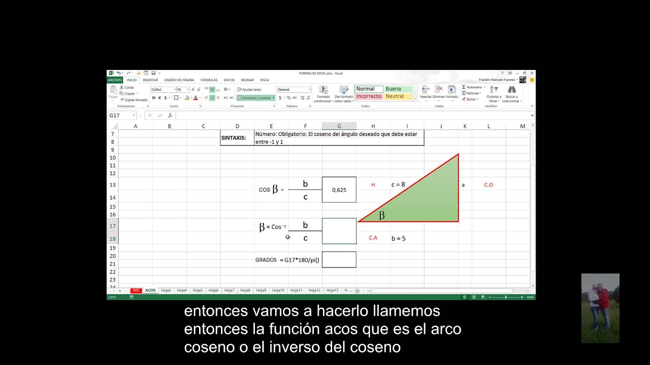 Función ACOS Excel 2013: 2 de 449 (HD 1920 x 1032) AVI - YouTube