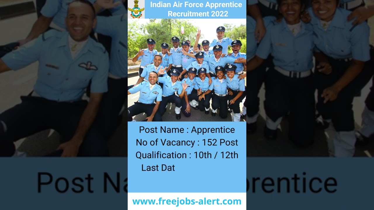 Indian Air Force Recruitment 2022 | 152 Apprentice Posts | 10th and 12th Pass only | Free Job Alert