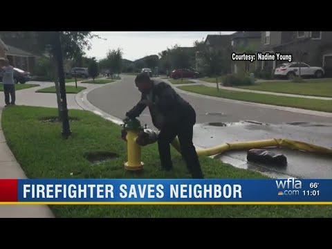 Firefighter saves neighbor
