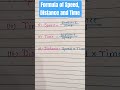 Formula of speed, distance and time/#study #maths #youtubeshorts #ytshortsfeed