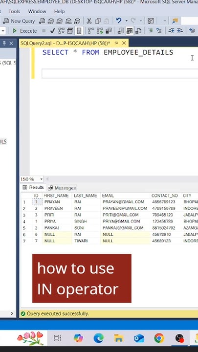 #SQL IN operator example #shorts #learnsql #sqltutorial #coding - YouTube