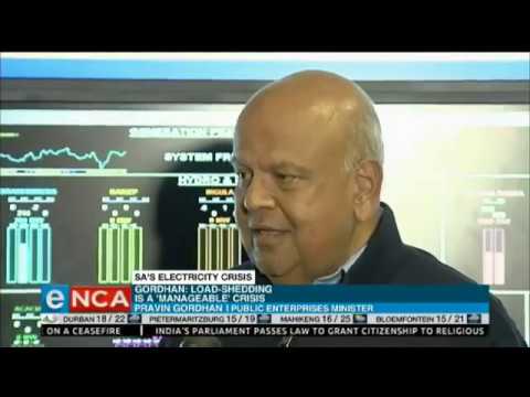Gordhan: Load-shedding is a 'manageable' crisis - eNCA
