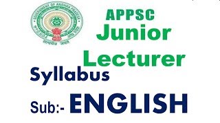 APPSC Junior Lecturer ENGLISH Syllabus Books Topics Preparation