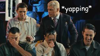 cody rhodes being unserious with the street fighter cast for 90 seconds