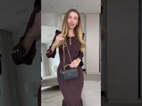 В'язана сукня міді в стилі олд мані з коміром і манжетами, видео 1