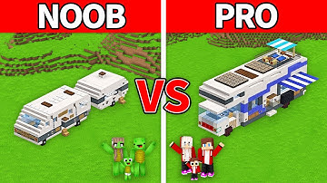 Mikey Family & JJ Family - NOOB vs PRO : RV House Build Challenge in Minecraft (Maizen)