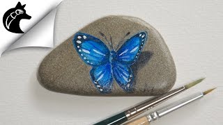 How to paint a butterfly on a rock - Rock painting