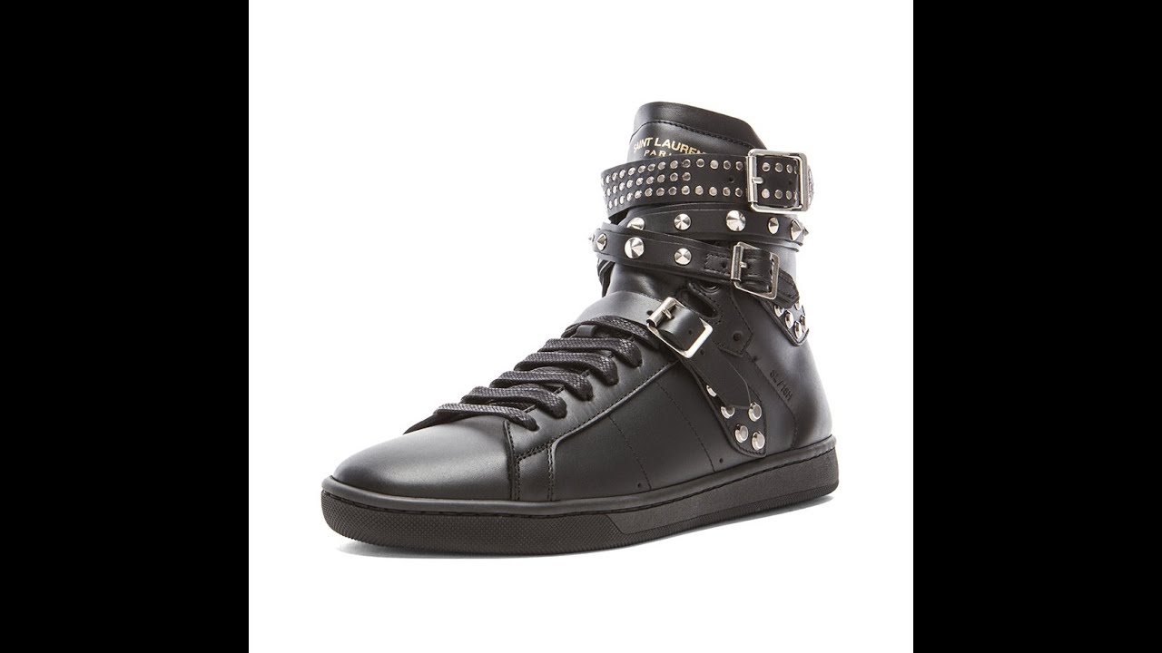 Saint Laurent Men High Top Leather Sneakers Sale - YouTube