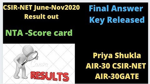 CSIR-NET June-Nov2020 Result out|Final answer key june 2020 |NTA score released|Aurum Chemistry