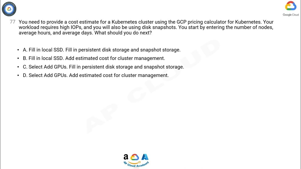 Q77. You need to provide a cost estimate for a cluster using