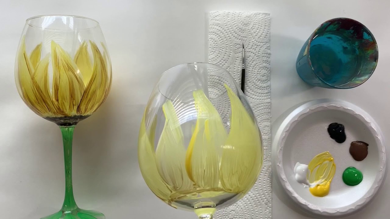 Sunflower Wine Glass Paint Kit