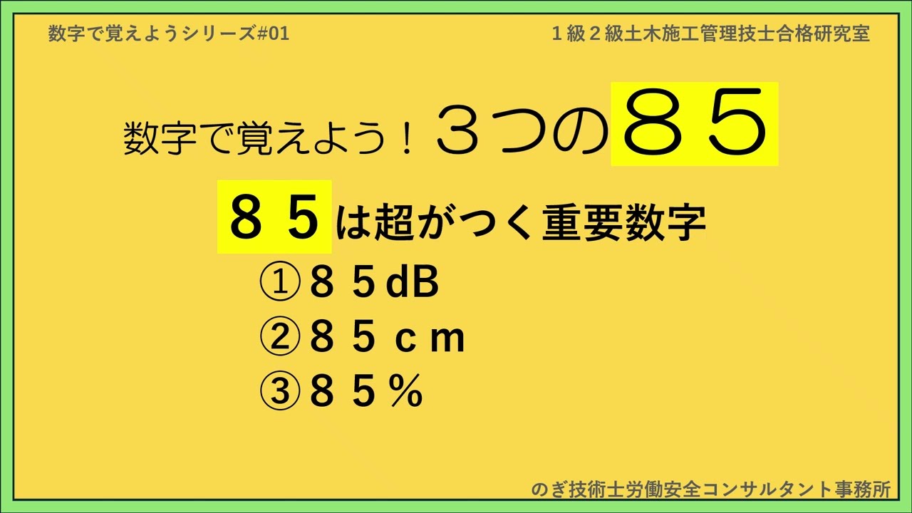 数字で覚えようシリーズ01　３つの８５