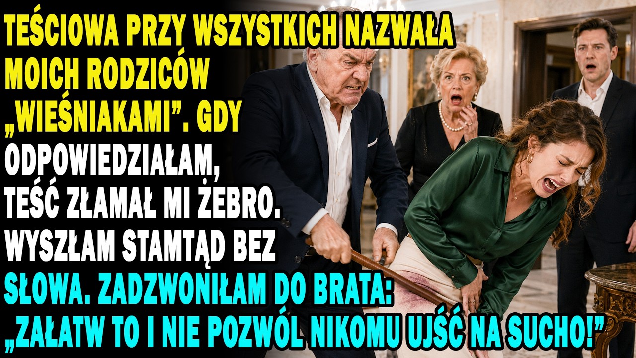 Leżałam na zimnej marmurowej podłodze, a ból po kopnięciu odbierał mi oddech. Kilka sekund wcześniej teściowa nazwała moich rodziców wieśniakami, a ja odważyłam się stanąć w ich obronie. Za karę...