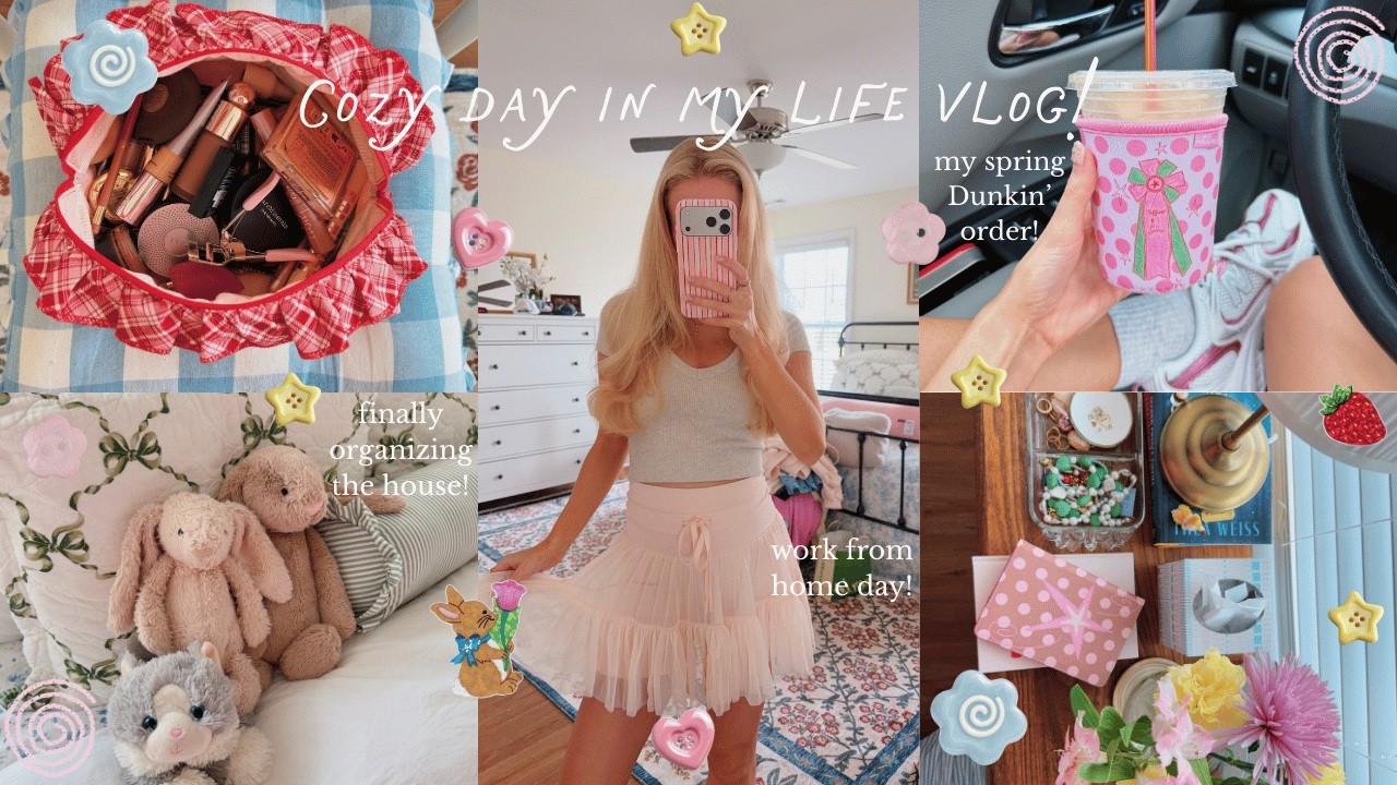 COZY DAY IN MY LIFE VLOG! new spring dunkin order, working from home, and finallyyy organizing!
