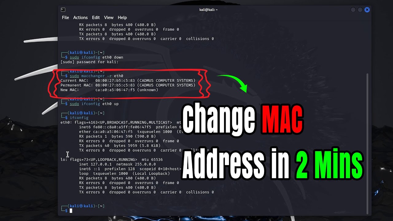 Change Your MAC Address in Kali Linux Simple & Fast Method - YouTube