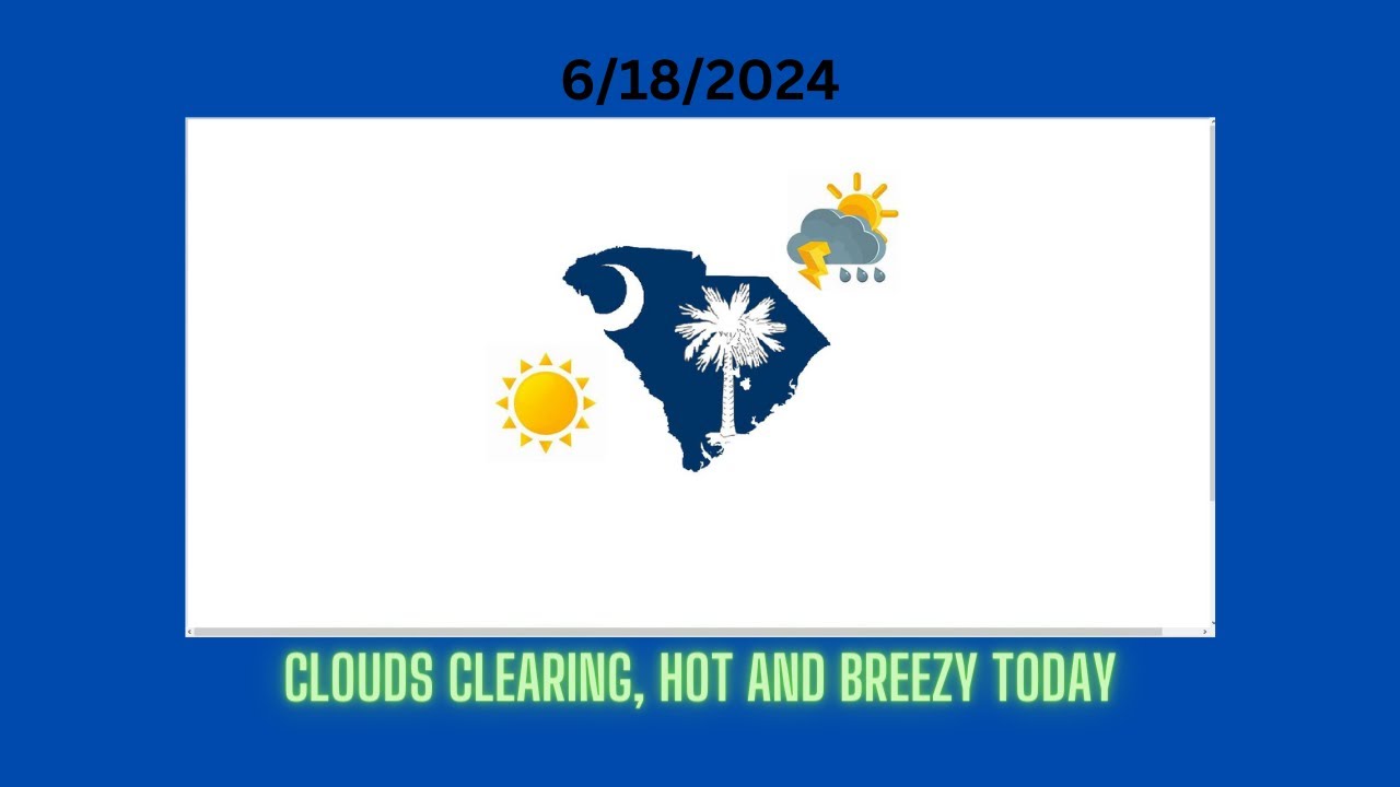 Clouds Clearing, Hot and Breezy Today in South Carolina - YouTube
