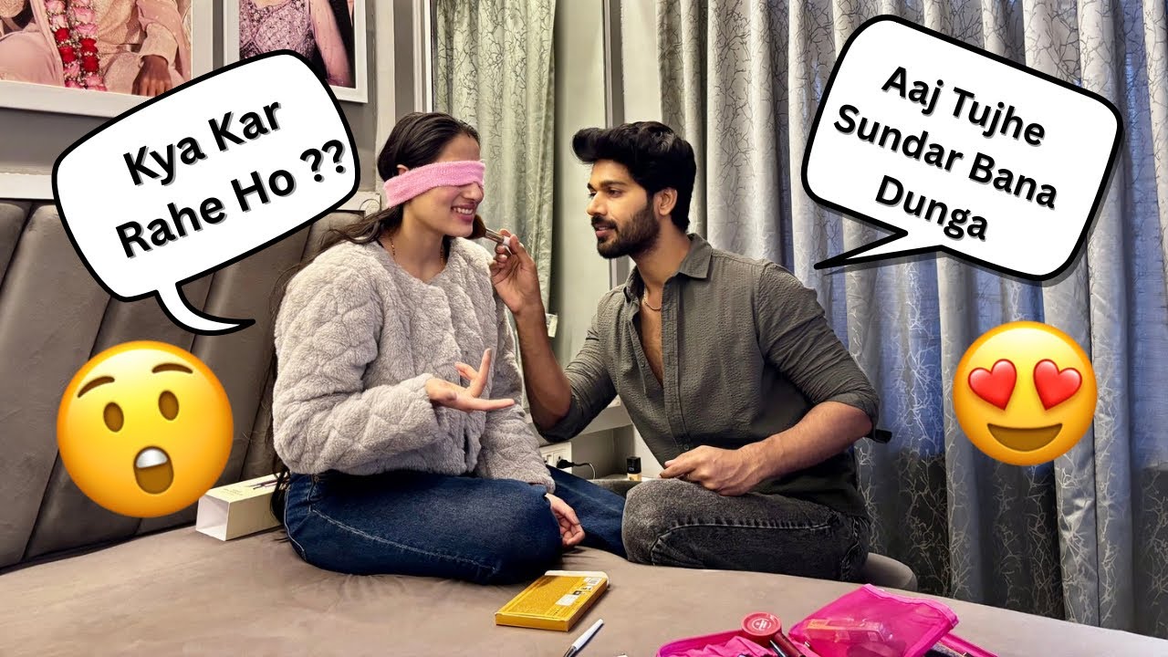 Blindfolded Makeover Prank On Wife! 😱 She Was Shocked! || Rahul and Bhumi