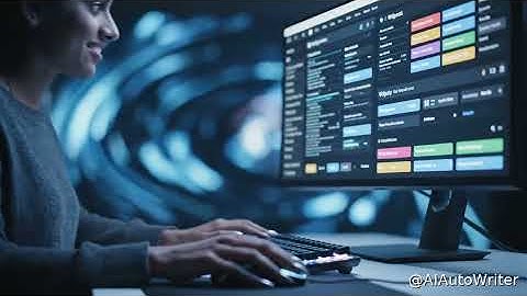 A beautiful girl rhythmically triggers AIAutoWriter, macro UI flows morphing into seamless SEO keywo