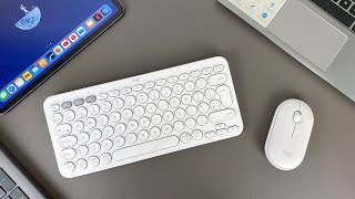 Logitech K380 Keyboard & M350 Pebble Mouse - For Mac, iPad Pro, iPad Air & Windows