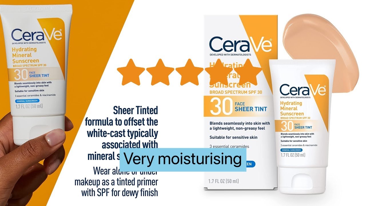 CeraVe Tinted Sunscreen with SPF 30 Hydrating Mineral Sunscreen With