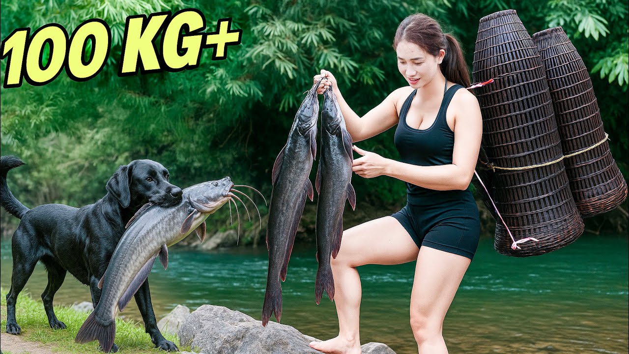 Amazing! Smart dog helps hunter catch big fish | How To Use Traditional Fish Trap