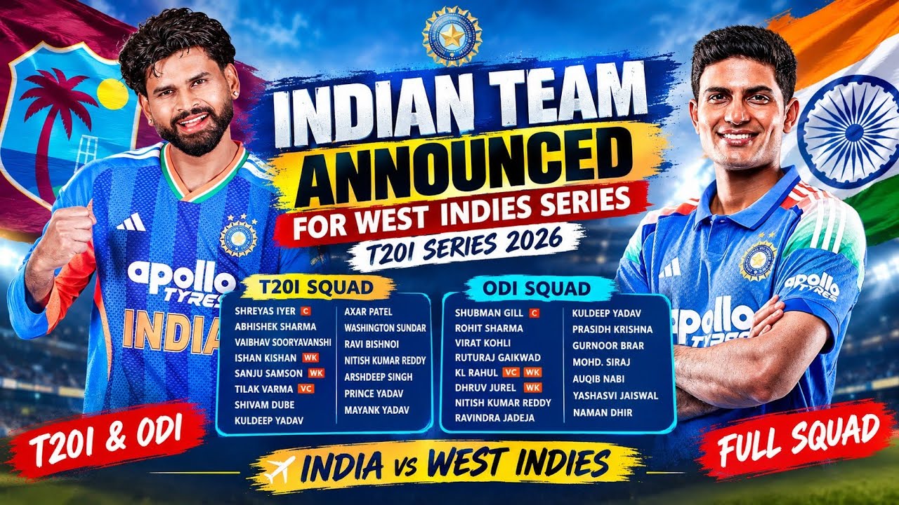 Indian Team Announced For West Indies Series 