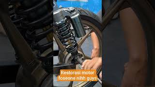 Fose One Restoration Progress – Wheels Installed! 🔥🏍️✨#bengkelracing #dychoracing #bengkelmesin