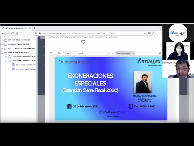 WEBINAR.- EXONERACIONES ESPECIALES DEL IMPUESTO A LA RENTA