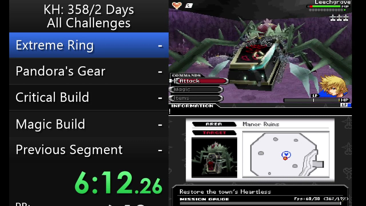 Kingdom Hearts 358/2 Days All Challenges Speedrun in ~