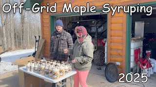 Maple Syrup 2025 at the Off-Grid Cabin - first 20 gallon week