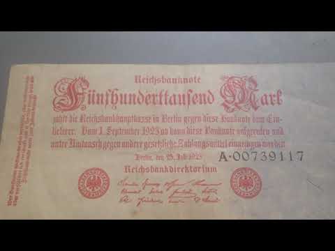 Weimar Germany Hyperinflation Banknote 1923