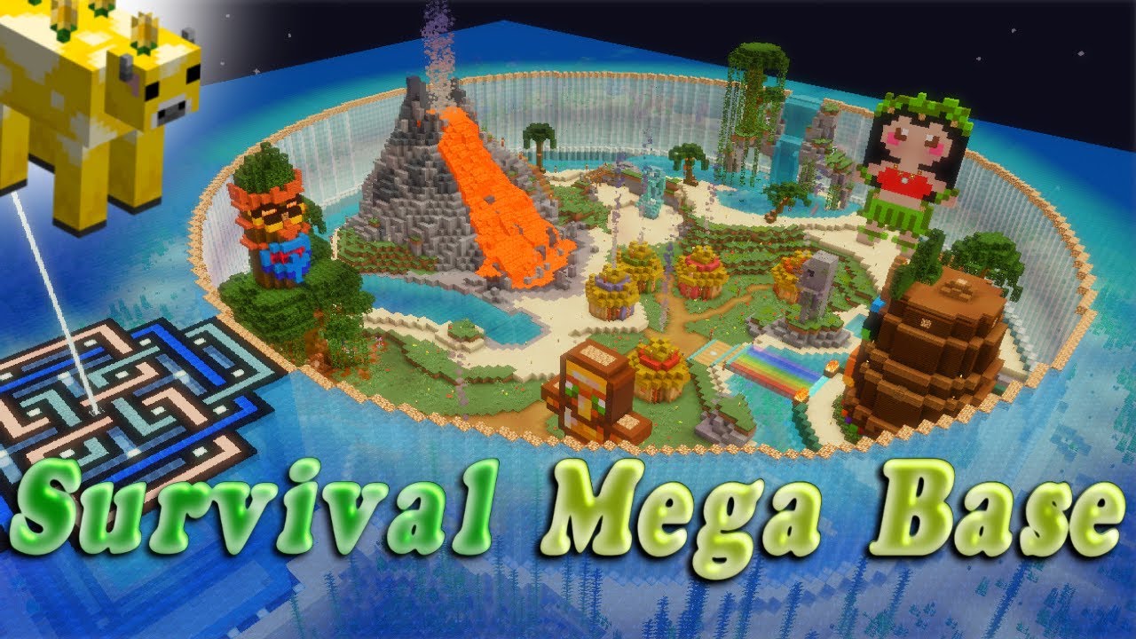 Minecraft Survival Mega Base Timelapse (Hawaiian Theme) - YouTube