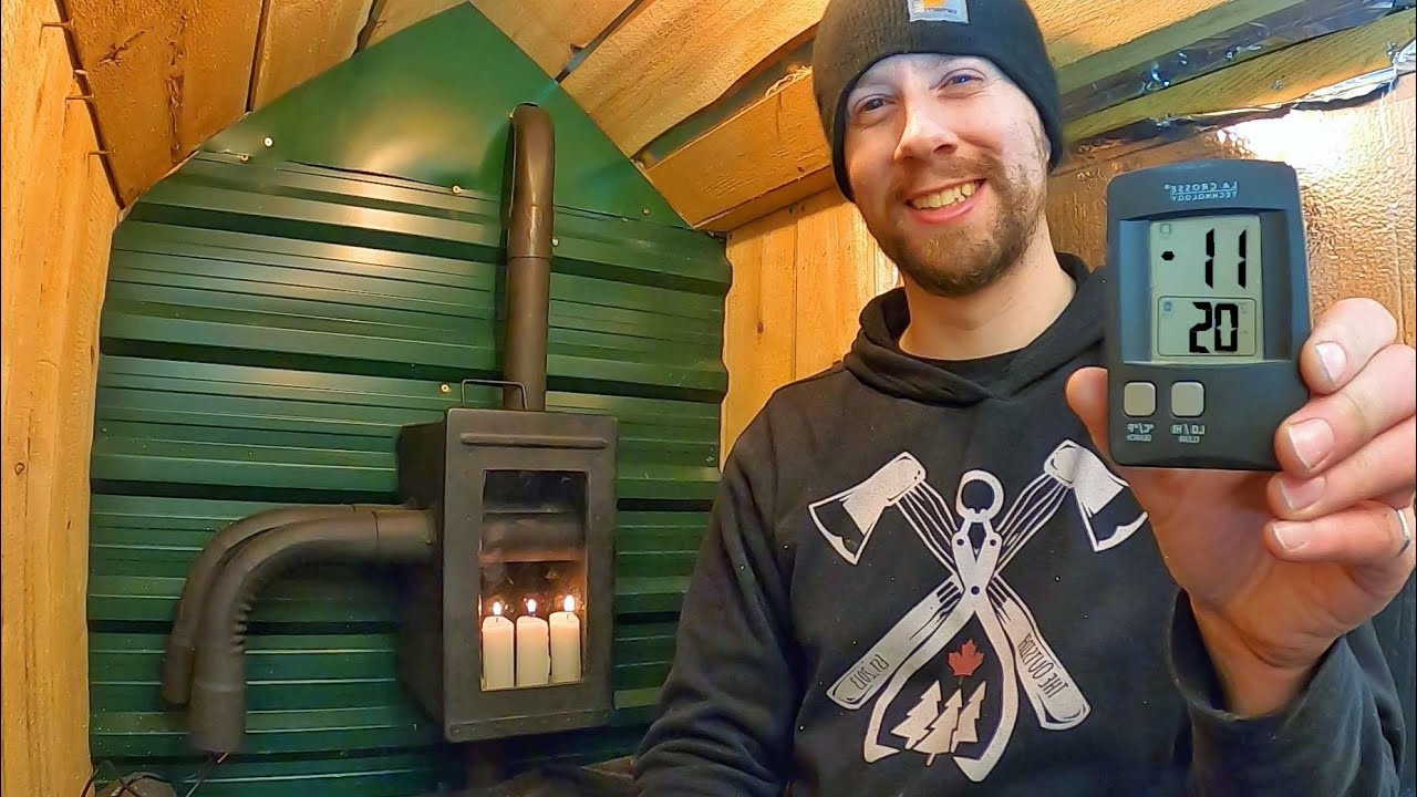 Candle Convection Heater- Winter Camping with my Off-Grid Stove!  (Snowmobile Camper Series) 