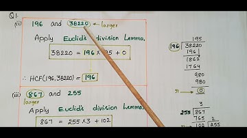 Q1-Ex1.1-Ncert-Use Euclid’s division algorithm to find the HCF of 135 and 225, 196 and 38220-Class10