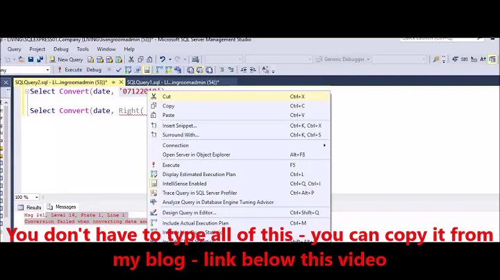 MS SQL   Fix Error   Conversion failed when converting date and or time from character string