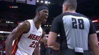 Jimmy Butler screams in the refs face aggressively and then gets ejected!