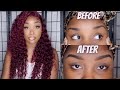 My $5.00 EYEBROW ROUTINE+ BEST GORGEOUS 99J BURGUNDY WIG NO BLEACH / HAIR DYE NEEDED X WESTKISS HAIR