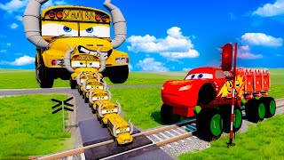 Big \& Small LightingMcqueen train vs bus vs train belaz ThomasFriend in BeamNG.Drive