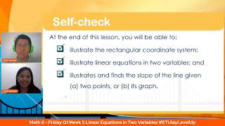 Math 8  - Friday Q1 Week 5 Rectangular Coordinate System and Linear Equations
