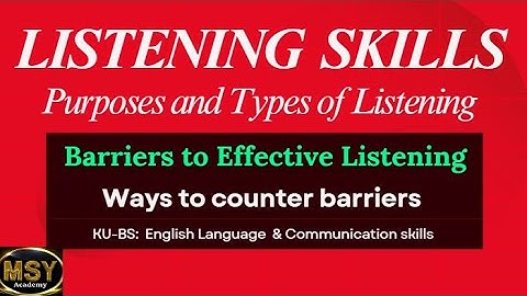 A Lecture | Listening Skillls: Purpose, Types, Barriers & Remedies | MSY Academy