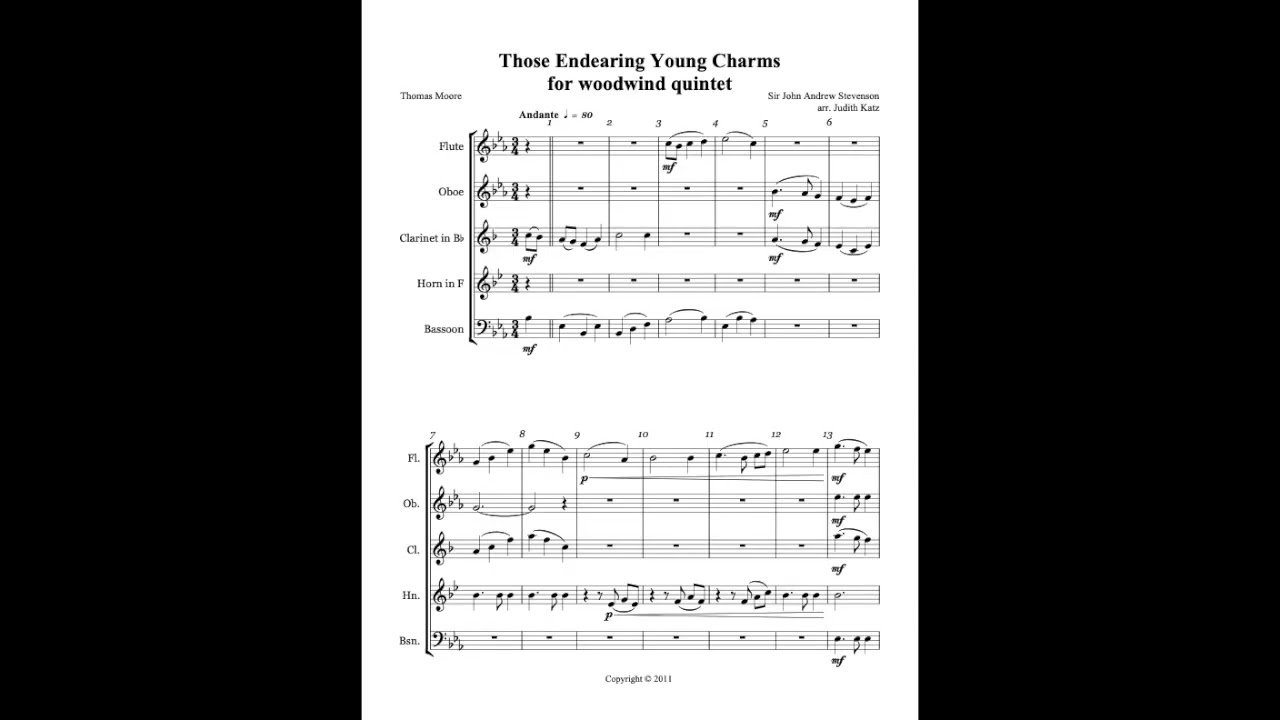 Those Endearing Young Charms - for woodwind quintet