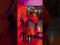 Lakers players greeting young Lakers fans after defeating the 76ers