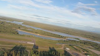 Take-off from Fairbanks International Airport (Alaska) - Full Summer Sun on a Late Evening